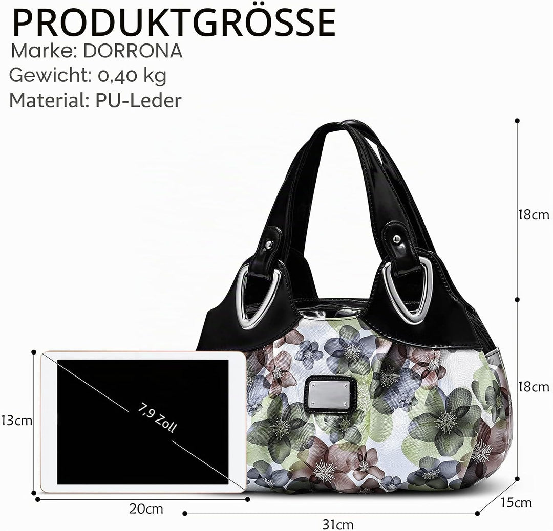 DIRRONA Damen Handtasche Schultertasche Kompakt Tragetasche Lässige Handgelenktasche Wasserdicht PU
