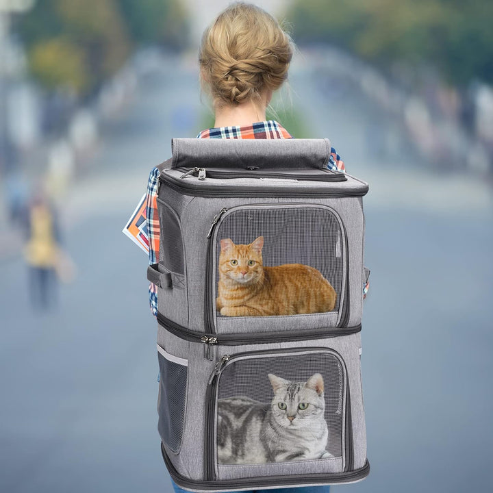 VOISTINO 2-in-1 Doppel-Tragetasche für kleine Katzen und Hunde, tragbare Haustier-Reisetasche, super