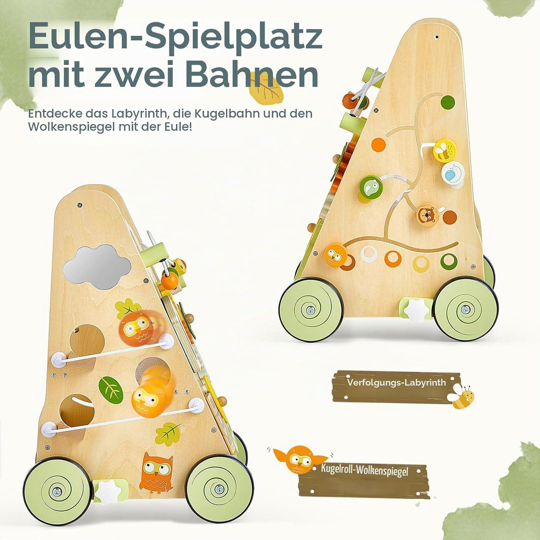 Baby Lauflernwagen aus Holz, Mehrfarbig – Spiel- &amp; Lauflernhilfe mit 8-in-1 Aktivitätszentrum, Verst