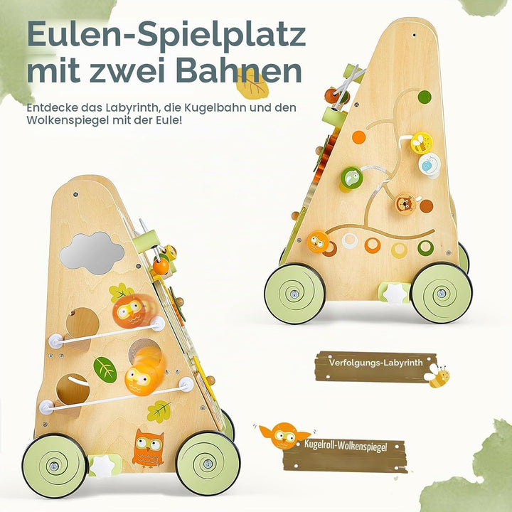 Baby Lauflernwagen aus Holz, Mehrfarbig – Spiel- &amp; Lauflernhilfe mit 8-in-1 Aktivitätszentrum, Verst