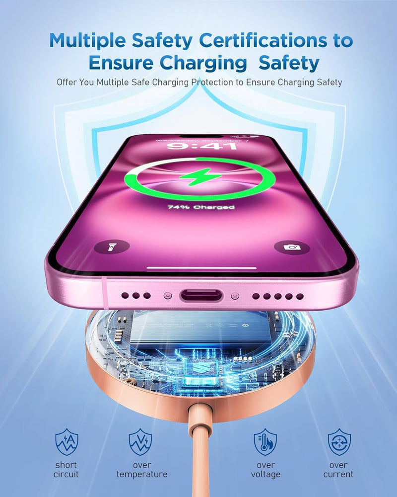 Mag-Safe Ladegerät Wireless Charger für iPhone: Magnet Ladestation Induktive kabellos Ladepad Kompat