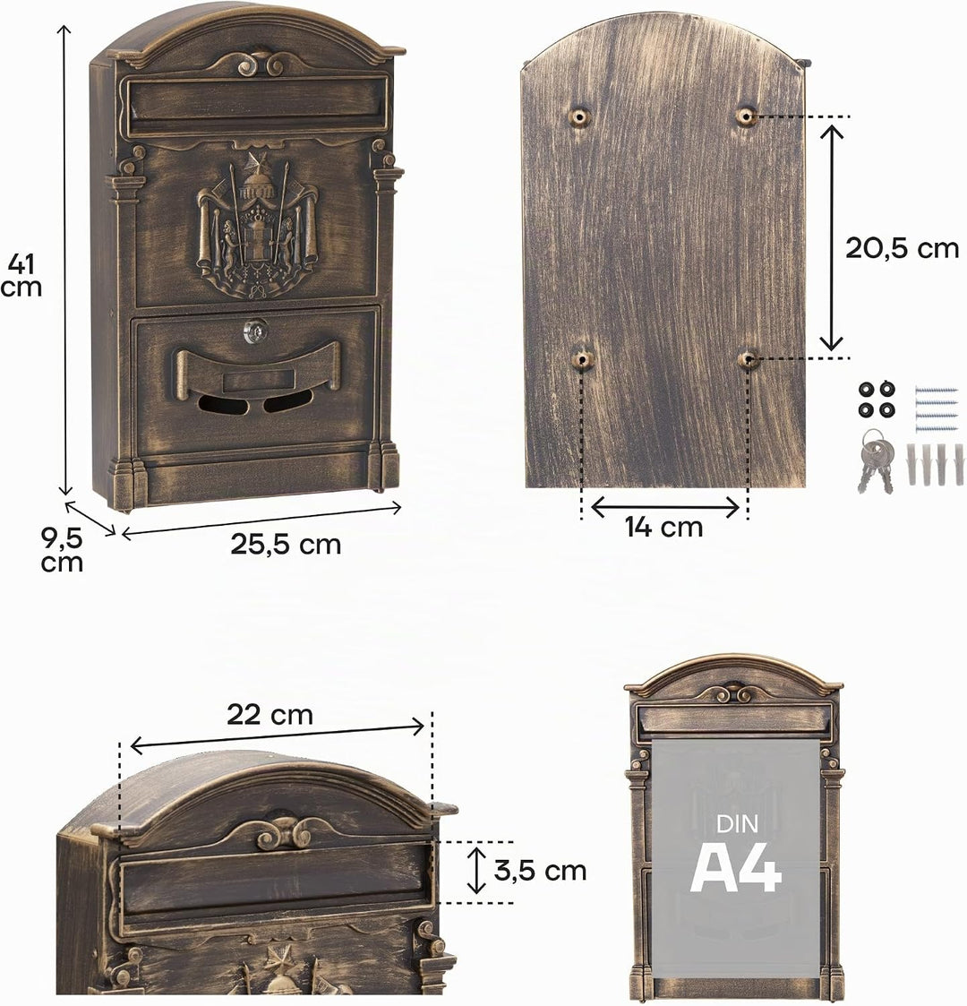 ARREGUI Residencia D-2151/B Individueller Briefkasten aus Aliminium im klassischen Stil, Grösse M (D