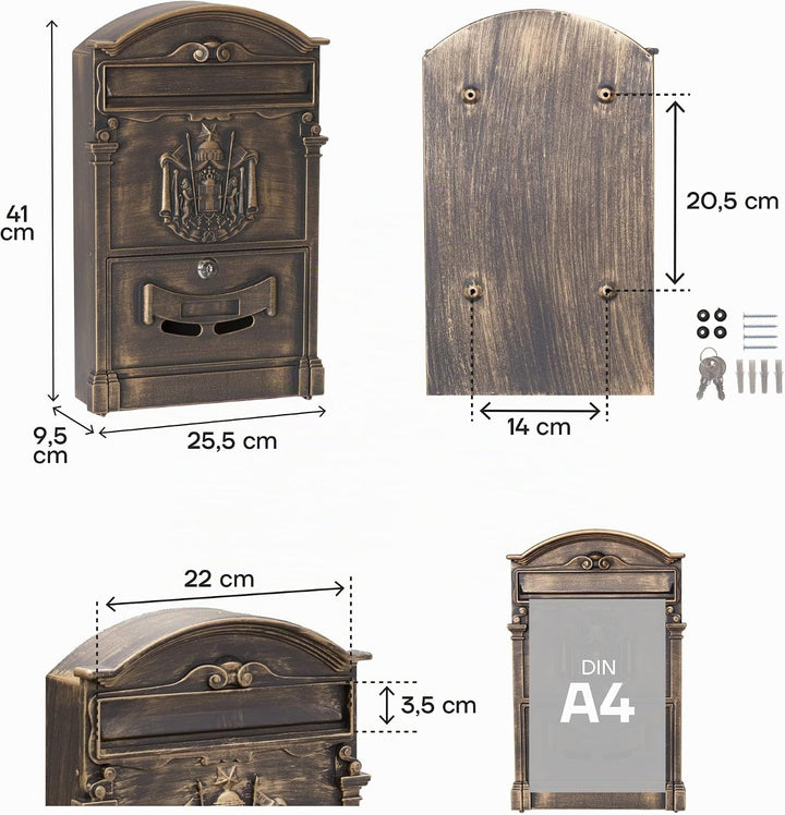 ARREGUI Residencia D-2151/B Individueller Briefkasten aus Aliminium im klassischen Stil, Grösse M (D