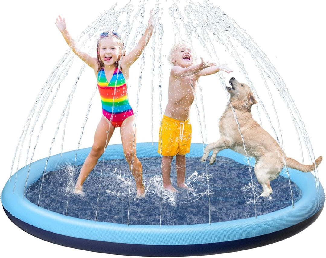 Wasserspielzeug Outdoor Spiele, 170CM Wassersprinkler Splash Pad, Gartenspielzeug Sprinkler und Hund