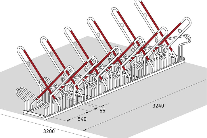 Anlehnparker 2522 XBF | Fahrradständer beidseitig | für 12 extra breite Fahrräder | erweiterbar | Ab