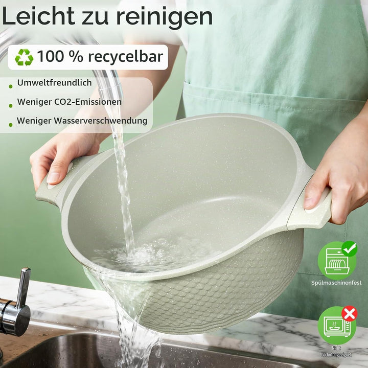 Antihaft Suppentopf 6,6L / 28 cm aus Aluminium mit Deckel &amp; Induktionsboden | Grosser Kochtopf für I