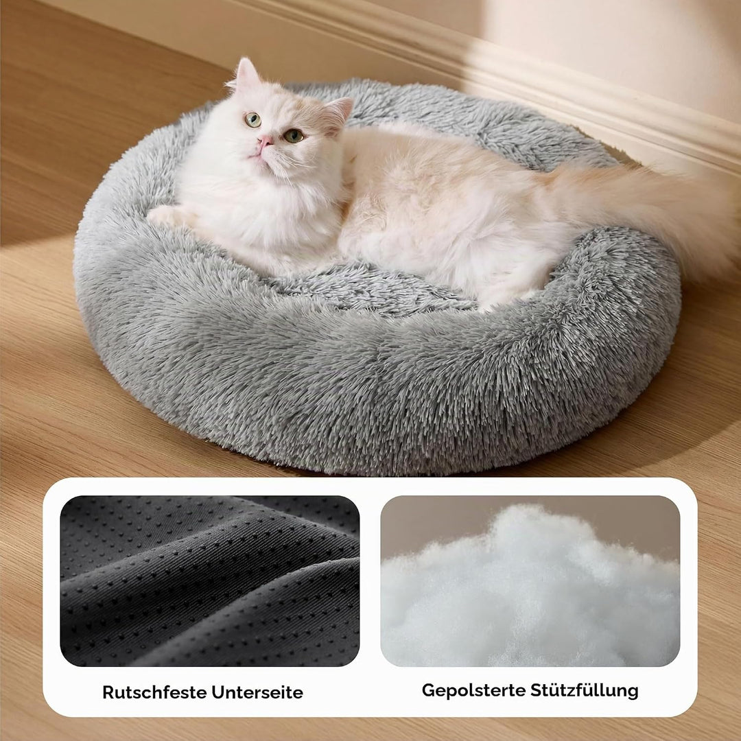 BEDSURE Katzenbett waschbar Flauschiges Hundebett - Ø 50 cm Rund Kissen, Katzenschlafplatz für Katze