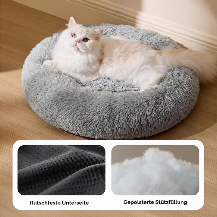BEDSURE Katzenbett waschbar Flauschiges Hundebett - Ø 50 cm Rund Kissen, Katzenschlafplatz für Katze