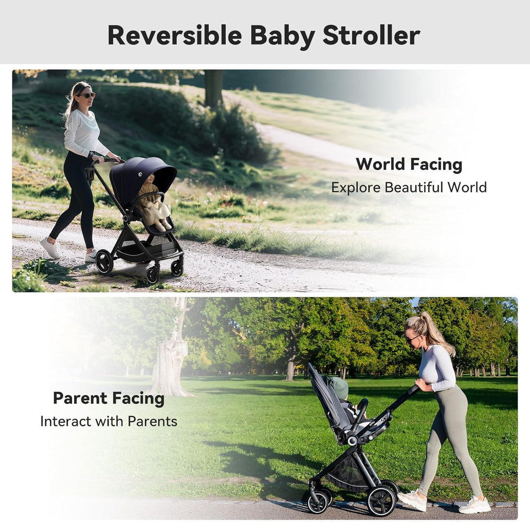 ELITTLE Buggy Gegen Fahrtrichtung(Schwarz),EMU Kinderwagen Faltbar,Buggy bis 25kg, Wendesitz Kinderw