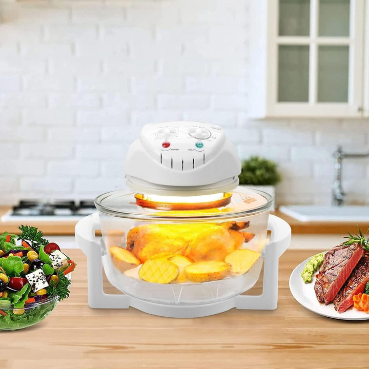 AllRight Mini Ofen, 17 Liter Halogenofen Heissluftofen Klein Halogen Oven with Extender Ring, Campin