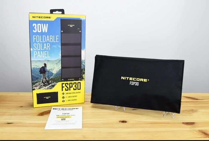 NITECORE FSP30 Tragbares Solar-Ladegerät, 30 W, USB-A und USB-C, 3 Ausgangsanschlüsse, hohe Effizien