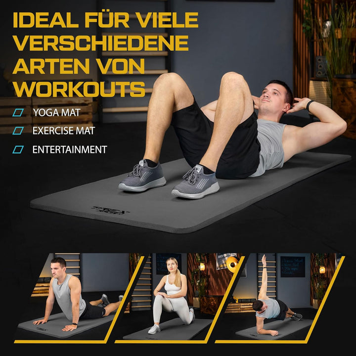 Gymnastikmatte Fitnessmatte 2cm TX-029NGM | NBR Yogamatte Pilates 190×80×2cm | Trainingsmatte rutsch