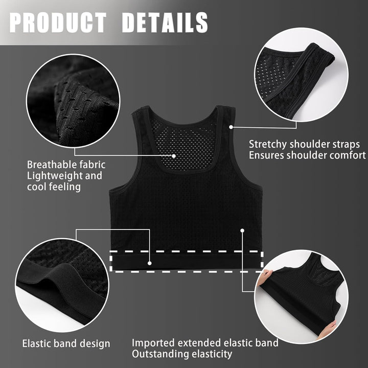 XUJI Transgender FTM Trans Atmungsaktive Halb Brust binder S Schwarz, S Schwarz