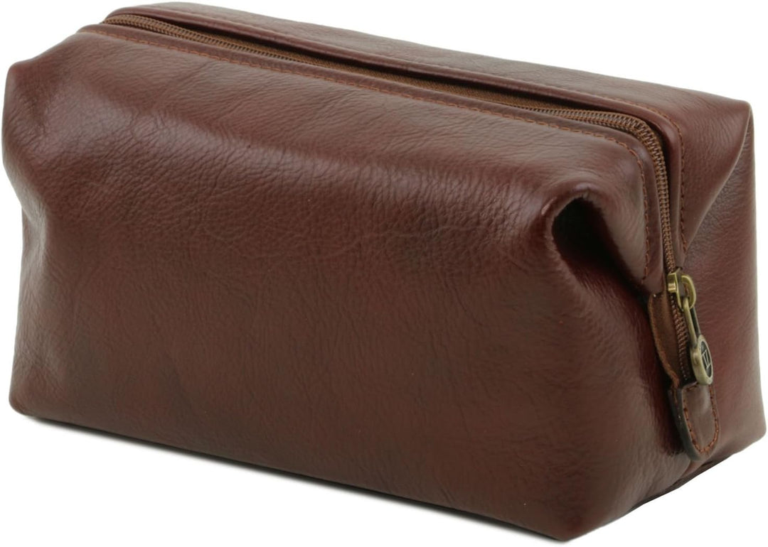 Tuscany Leather Smarty Reise - Kulturtasche aus Leder - Klein Schwarz, Schwarz