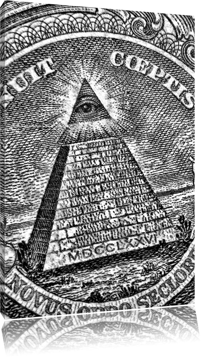 Pixxprint Illuminaten-Pyramide / 100x70cm Leinwandbild bespannt auf Holzrahmen/Wandbild Kunstdruck D