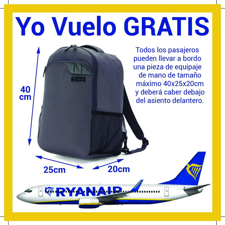 Benzi Reisetasche 40 x 25 x 20 cm Handgepäck Ryanair und Vueling, 5646 Schwarz, 5646 Schwarz