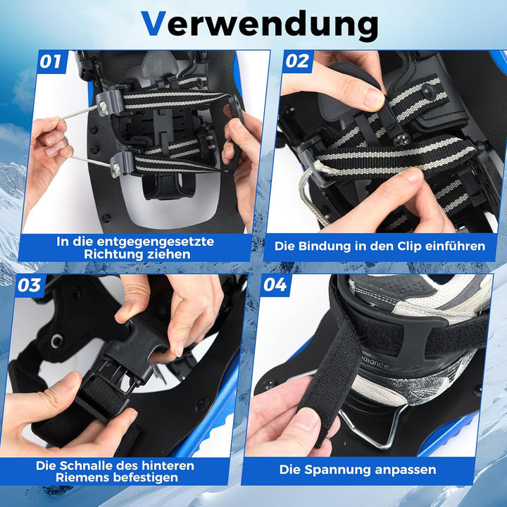 COSTWAY Schneeschuhe mit Steighilfe, Schuhgrösse 35-45 bis 68/90kg, leichtes Schneeschuh-Set aus Alu