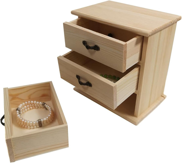 Yudu Holzkästchen Holz Kommode Aufbewahrungsbox Sammelkasten mit 3 Schubladen