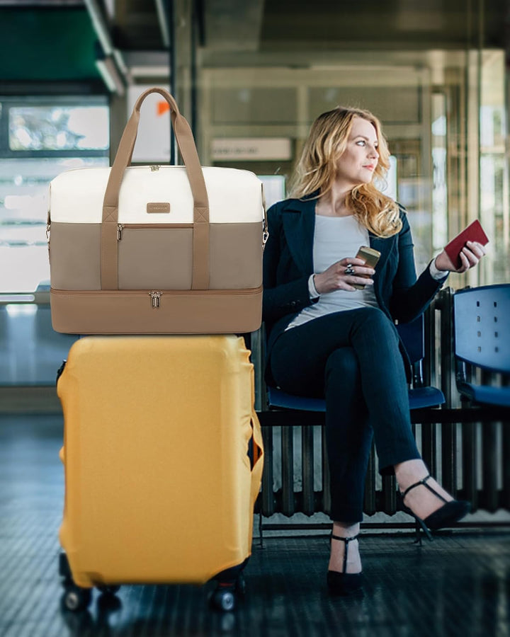LOVEVOOK Reisetasche Damen Weekender Bag, Gross Handgepäck Tasche 60L Sporttasche Kliniktasche Gebur