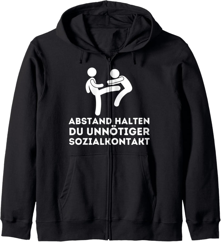 Abstand Halten Du Unnötiger Sozialkontakt - Lustiges Spruch Kapuzenjacke