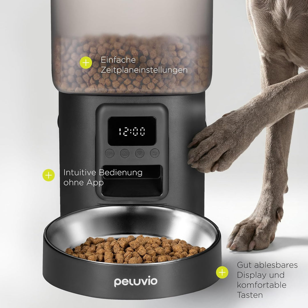 Crispy Futterautomat für Hunde, Automatischer Futterspender Hund mit Timer, bis zu 4 Mahlzeiten, Not