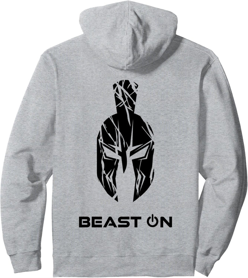 Spartaner Gladiator Helm Rücken Druck Design Beast ON Weisses Pullover Hoodie