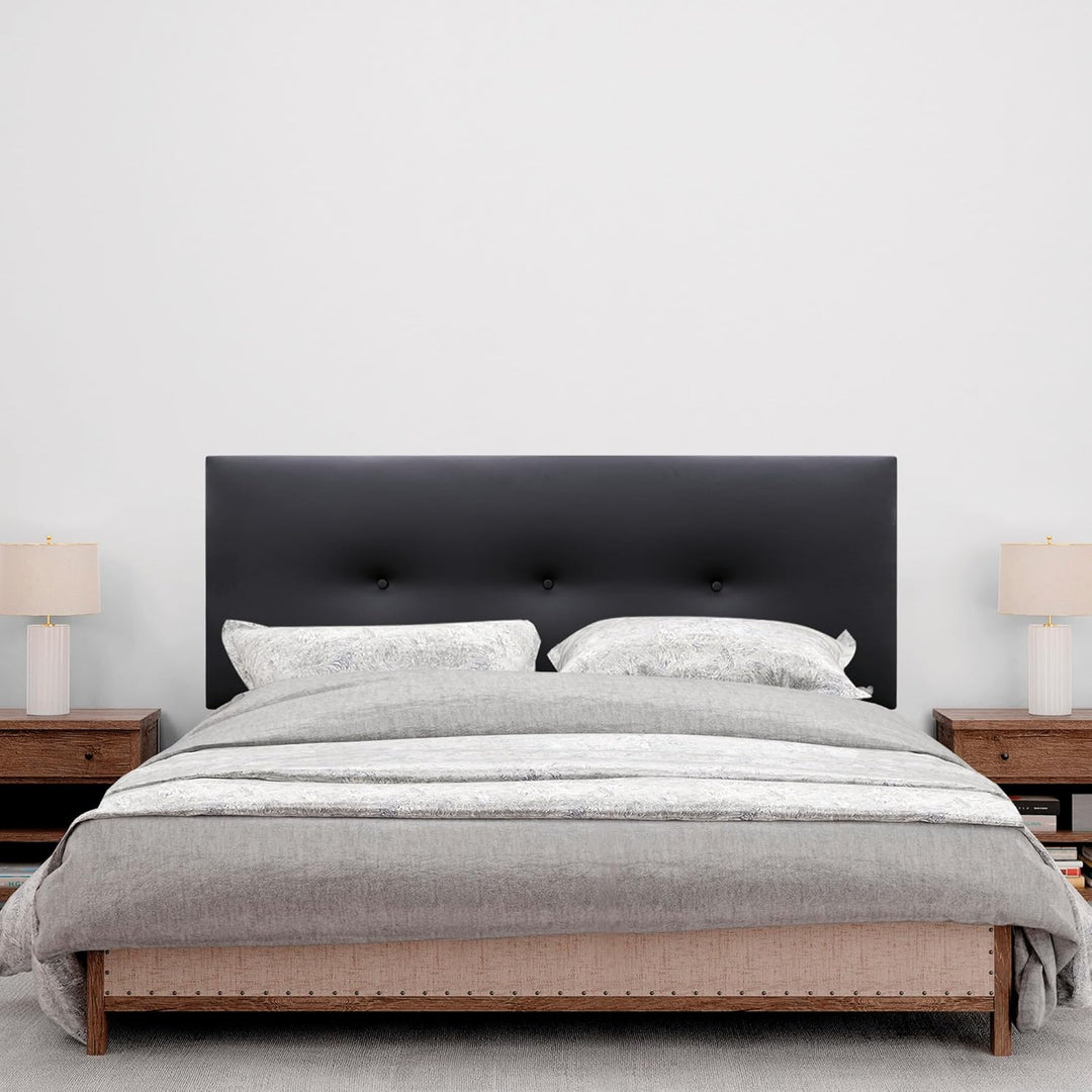 DHOME Kunstleder oder Acualine Stoff Kopfteil einfarbig mit Knöpfen gepolstert HIGH Range Luxus Bett