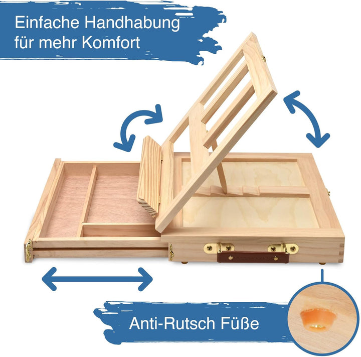 Artina Milano 19tlg Acryl Malset im Malkoffer - Künstlerset mit Kofferstaffelei, 12x 12ml Acrylfarbe