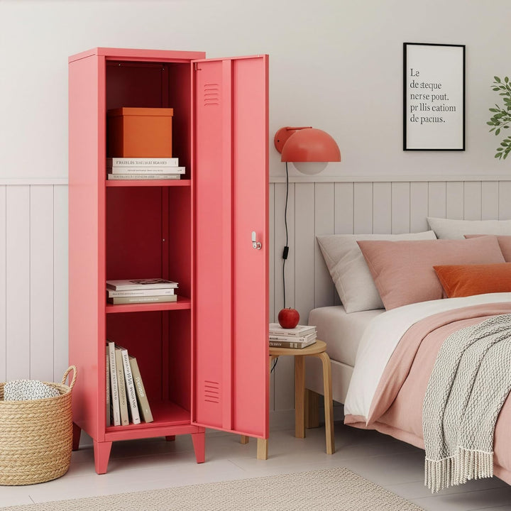 [en.casa] Einzelspind Kurikka Metallspind mit 2 Ablagen 137 x 38 x 38 cm abschliessbar Schliessfachs