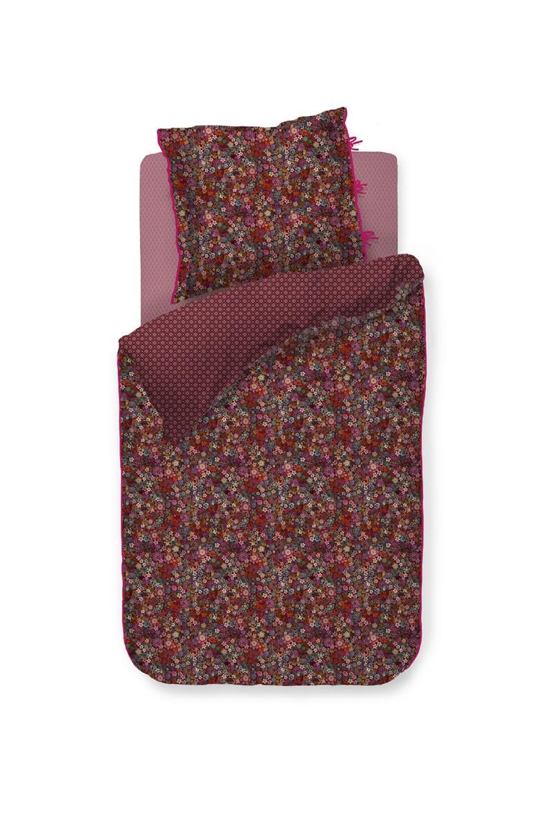 PiP Studio Perkalbettwäsche Tutti i Fiori | Dark Red - 135 x 200 1 Bettbezug 135 x 200 cm + 1 Kissen