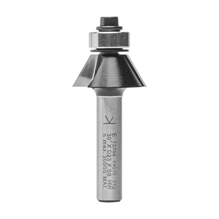 ENT 13744 Fasefräser HW, Schaft (S) 8 mm, Durchmesser (D) 23 mm, NL 9,5 mm, E 30°, SL 32 mm, mit Kug