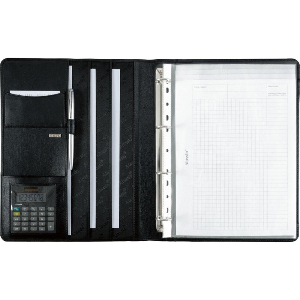 Alassio 30058-1 - Ringbuchmappe CREMONA II im DIN A4 Format, Schreibmappe aus Nappaleder, Dokumenten
