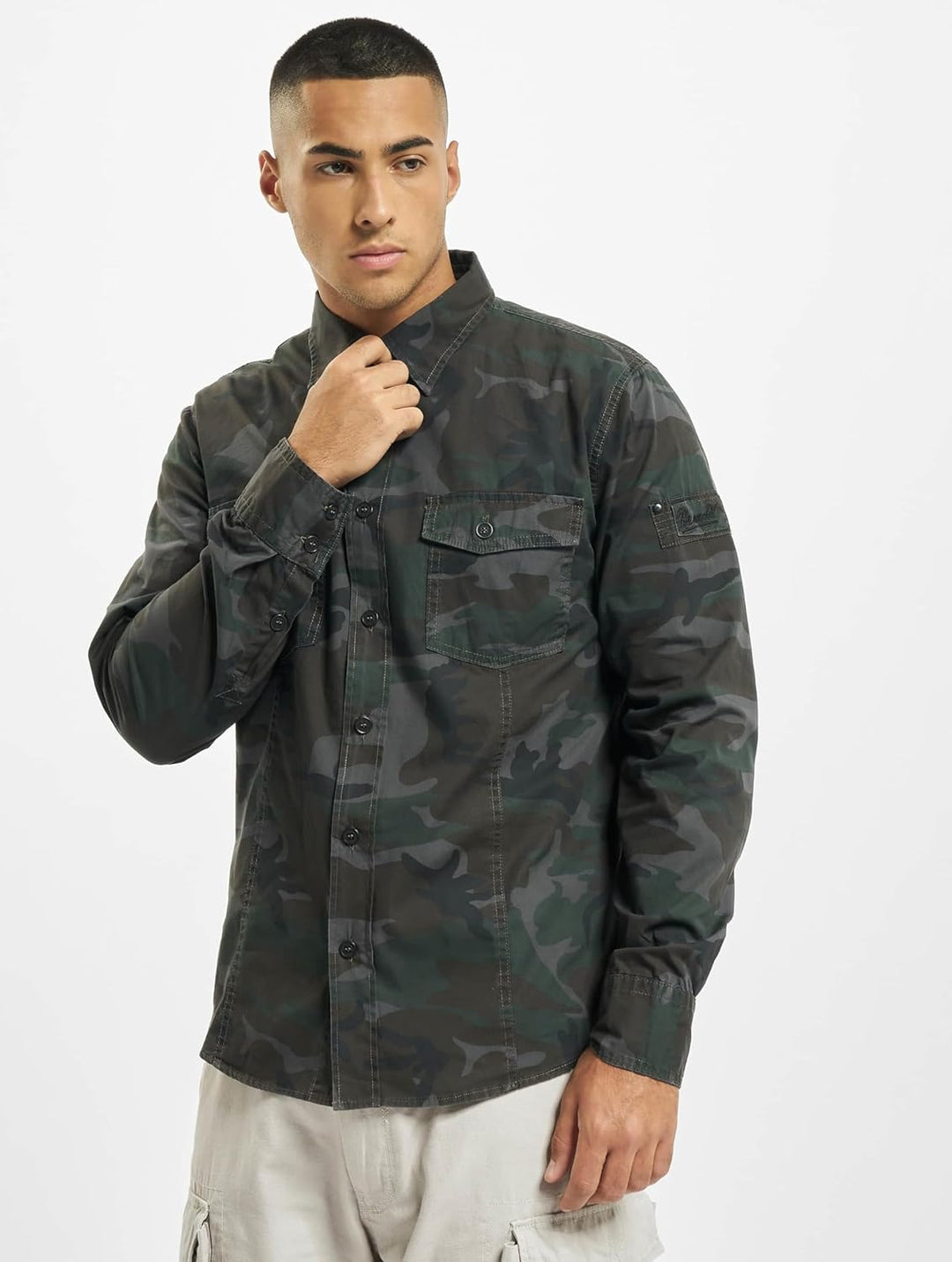 Brandit Men Slim Shirt Herren Hemd 4005 XXL Woodland, XXL Woodland