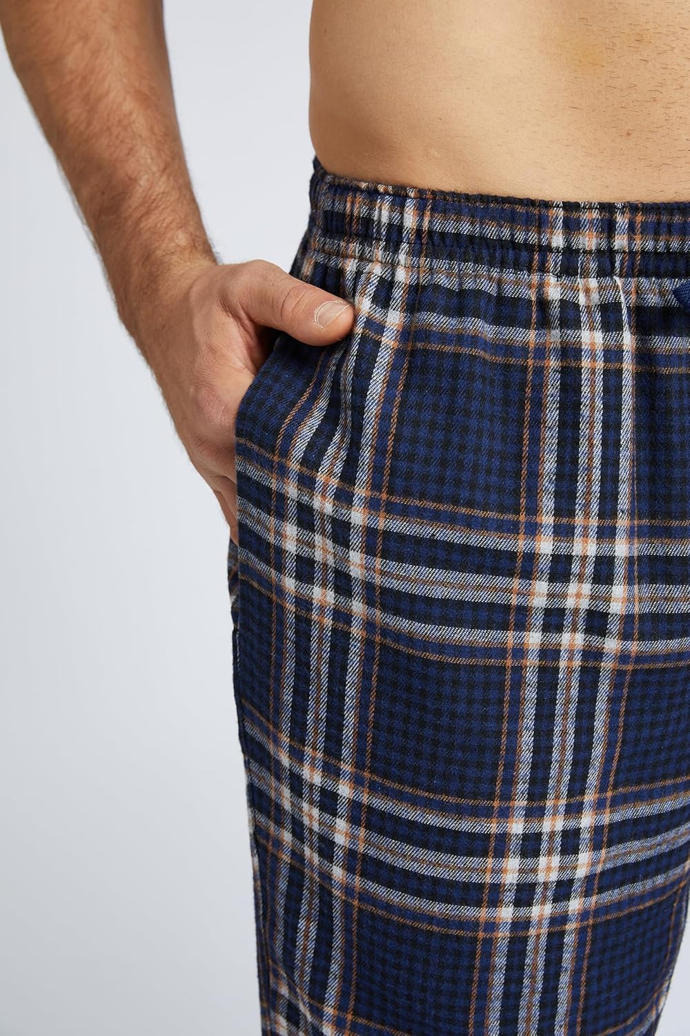 Jveyvth Herren Pyjamahose Flanell Baumwolle kariert Schlaf & Lounge Hose, PJ Hose mit Taschen und Kn