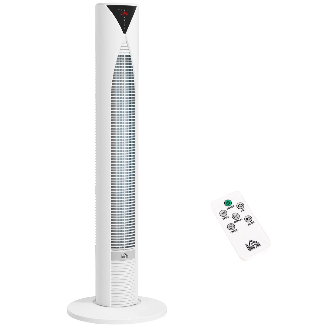 HOMCOM Turmventilator mit Fernbedienung 70° oszillierender 96 cm Standventilator mit LED Anzeige 4 M