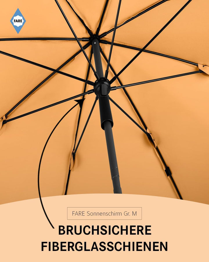 FARE Sonnenschirm Gr. M mit Volant - 180 cm Durchmesser - UV-Schutz 50+ für Balkon Garten Terrasse S