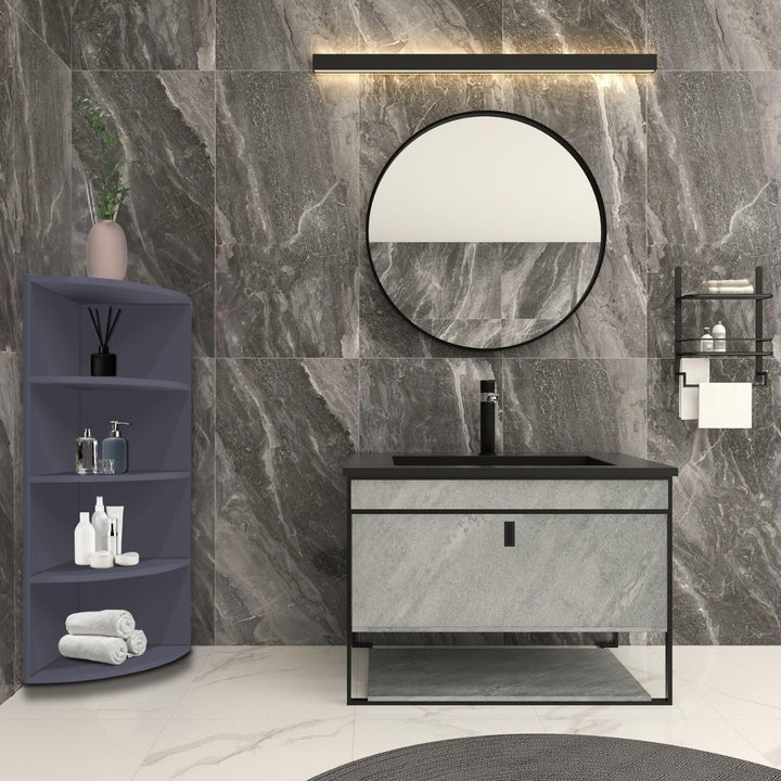 Coemo Eckregal Corner 120, Anthrazit Bücherregal 4 Fächer, Eckregal stehend, aus Holz 40x40x120 cm s