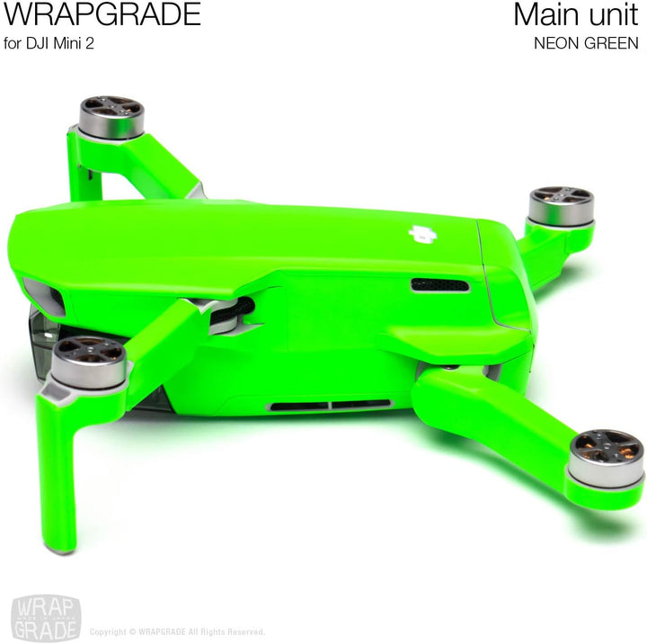 Wrapgrade Skin Sticker Set Kompatibel mit DJI Mini 2 (NEON Green), Neon Green
