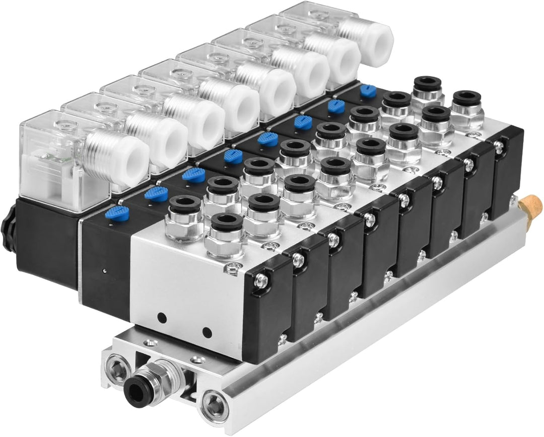 Heschen Integriertes Magnetventil mit 8 Fächern, 4V210-08, DC24V, PT1/4'', 5-Wege 2 Positionen, mit