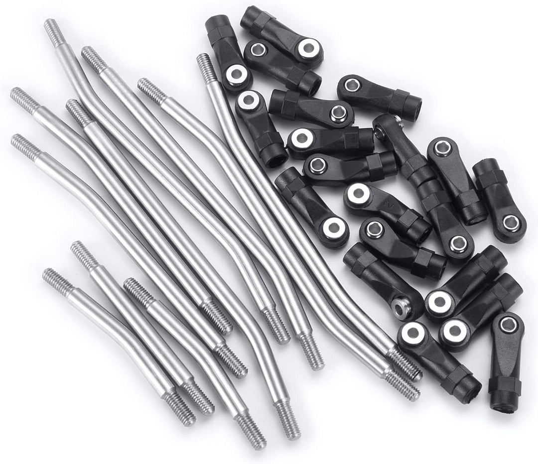AXspeed 10Stück 324mm Radstand Link Rod Linkage Rostfreier Stahl Suspension Links Set mit Tie Rod En