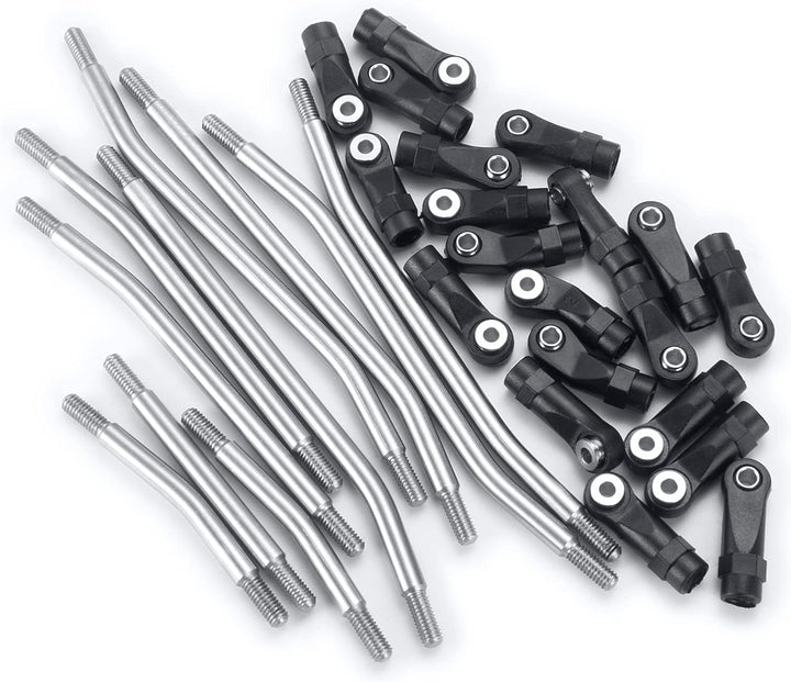 AXspeed 10Stück 324mm Radstand Link Rod Linkage Rostfreier Stahl Suspension Links Set mit Tie Rod En