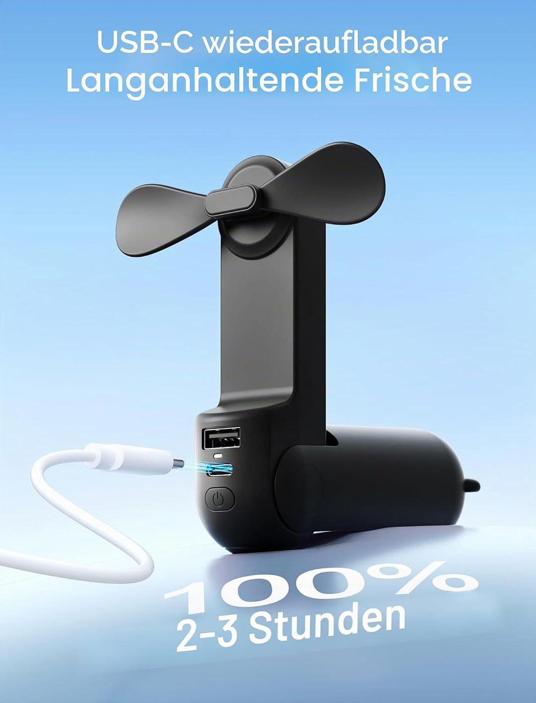 JISULIFE Mini Handventilator, 3-in-1 Handventilator, wiederaufladbarer USB [12–19 Betriebsstunden] m