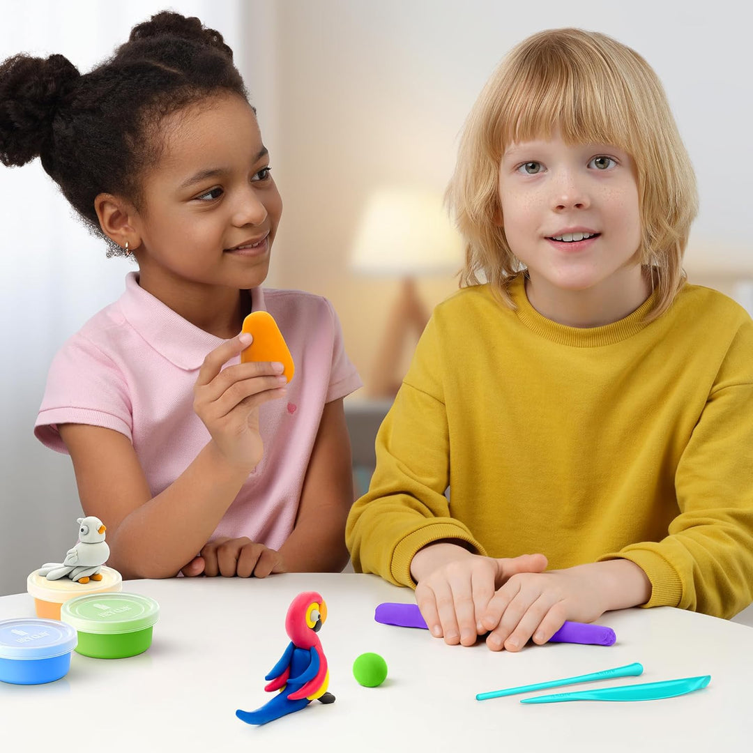 HEY CLAY - 15 Dosen lufttrocknende Knete für Kinder ab 3 Jahren - Kreatives Bastelset - Modelliermas