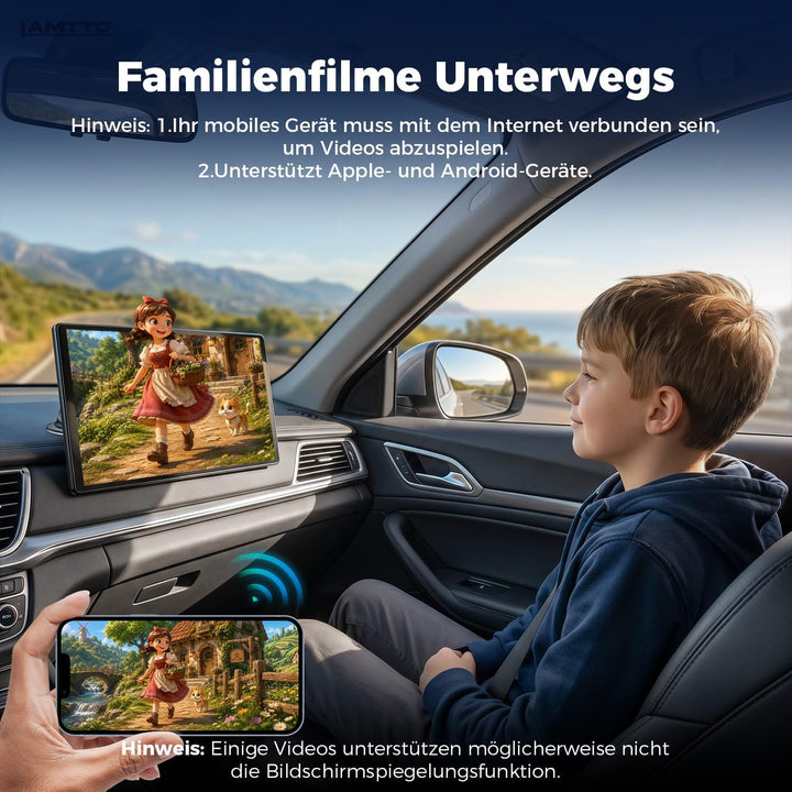 LAMTTO 2026 Upgrade 11 Zoll Wireless Carplay Display mit Apple CarPlay und Android Auto, Tragbares C