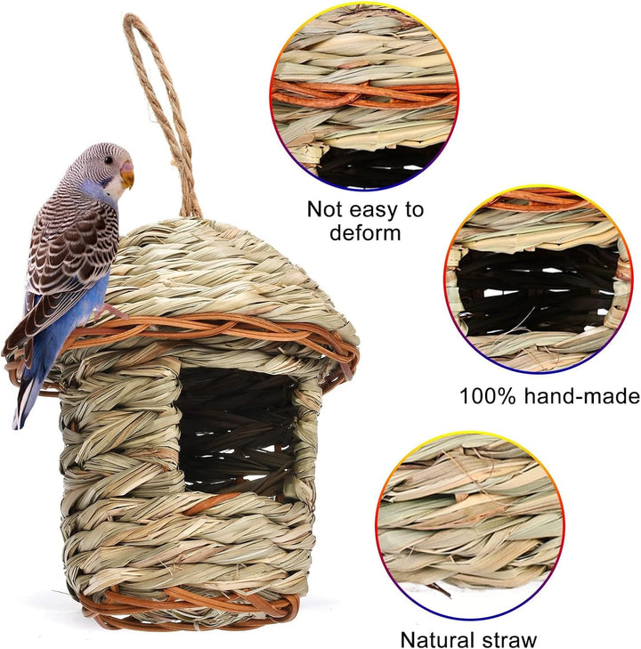 3 Pcs Vogelhäus Aufhängen, Gras Bird Nest Hängendes Vögel Haus, Wildvogelnest Den Aussenbereich Gras