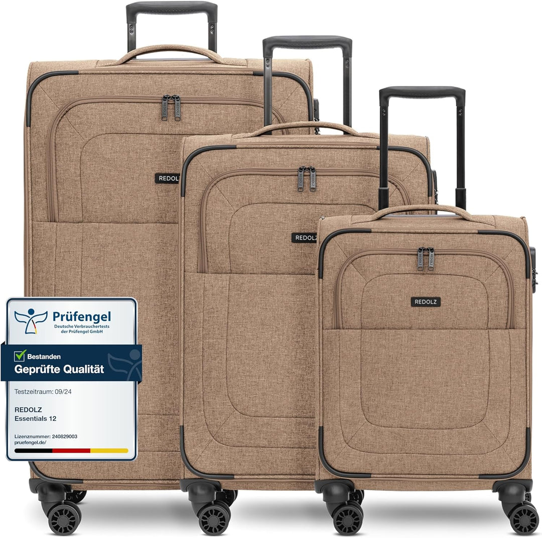 REDOLZ Koffer-Set 3-teilig für Damen & Herren | leichte & stabile Reise-Trolleys, hochwertiges Softc