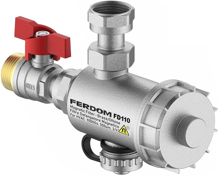 FERDOM FD110 Kompakt Magnetische Filter für Zentralheizung. Mit Nicht Magnetischem Schlammabscheider