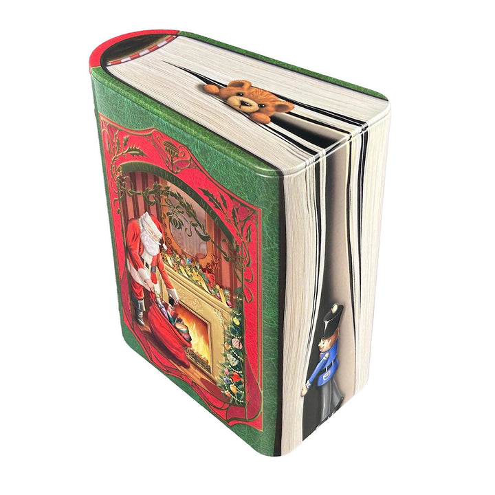MediMuc Kleine Buchdose St. Nick rot/grün - nostalgische Dose aufwändig geprägt und bedruckt - Santa