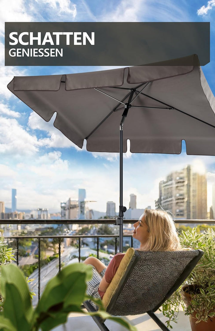 4smile Sonnenschirm Balkon SunnyShade Plus, Sonnnenschutz Balkon SET 3-in-1, Anthrazit - UV50+ Sonne