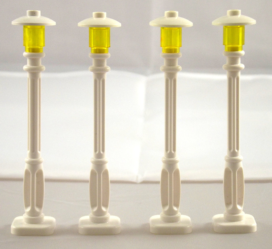 LEGO CITY - 4 Laternen weiss mit gelber Lampe